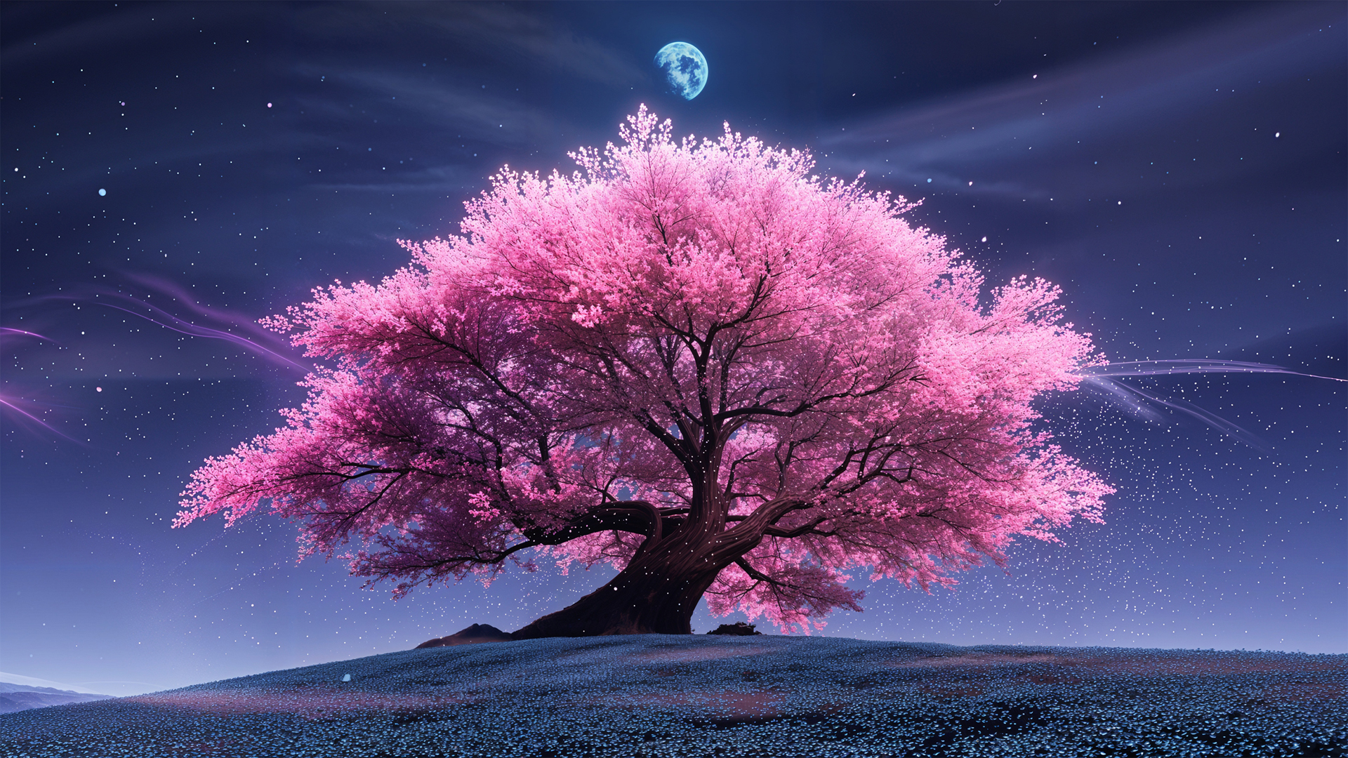 粉色的树 唯美梦幻风景桌面壁纸,第1张
