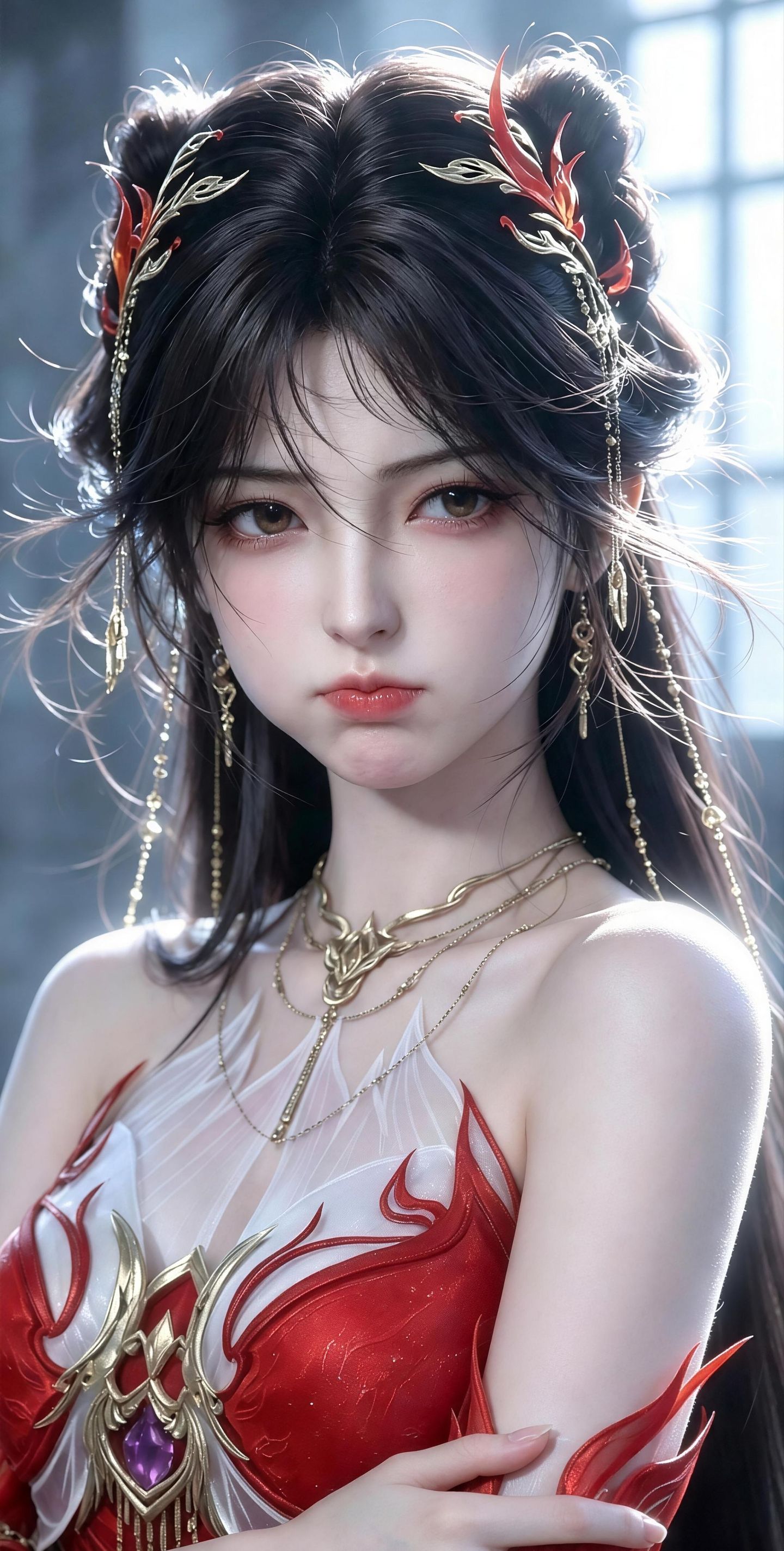 腮帮子都气鼓鼓的火灵儿 完美世界国漫女神 AI创作,第6张