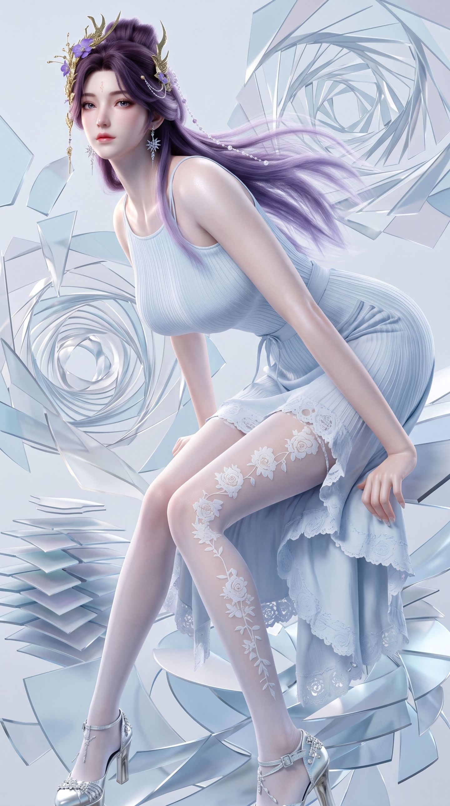纯欲版丁雪 光阴之外动画 国漫AI女神 性感身材穿搭,第1张