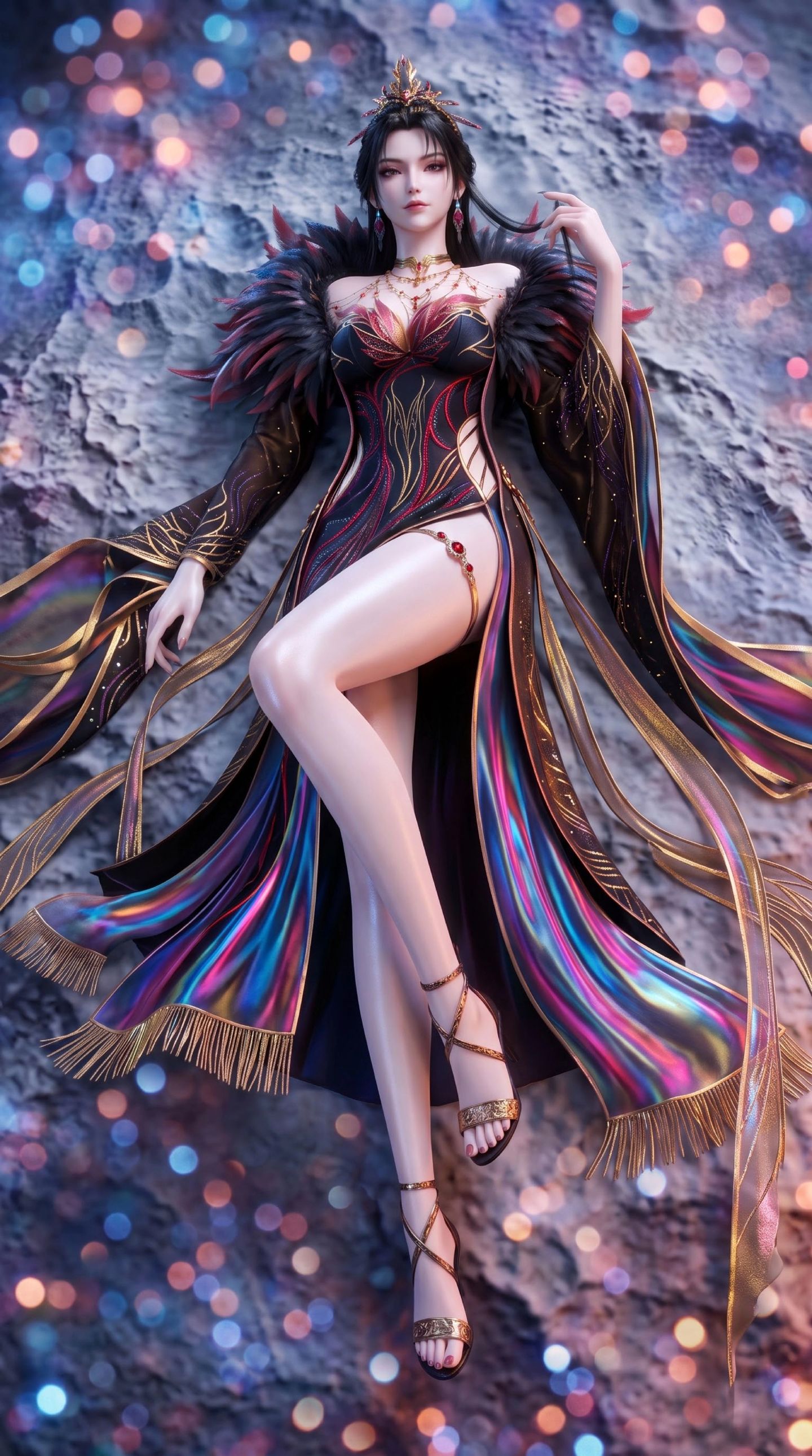 一斩苍穹寒鸦壁纸 AI绘画 蕾丝边 动漫美女唯美性感写真,第5张