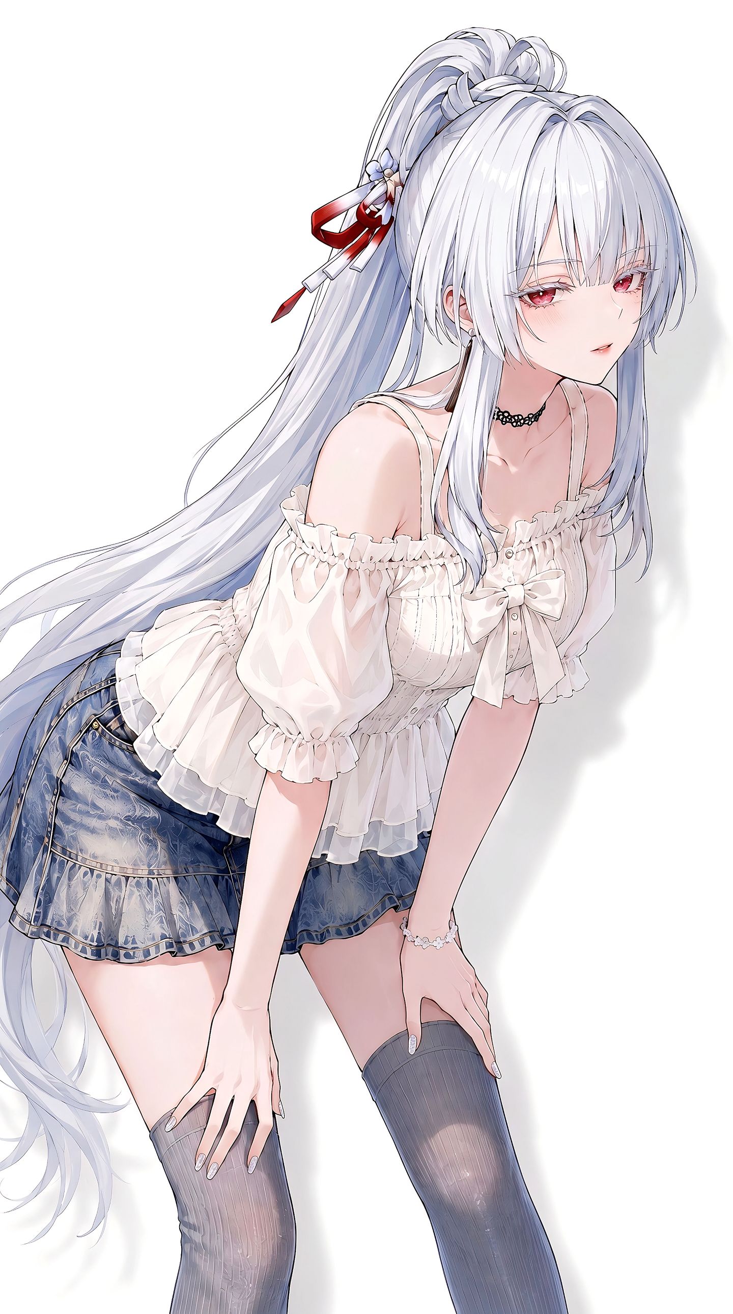 鸣潮绯雪壁纸 二次元女神 游戏美女 棒棒糖 白毛 红色瞳孔,第4张