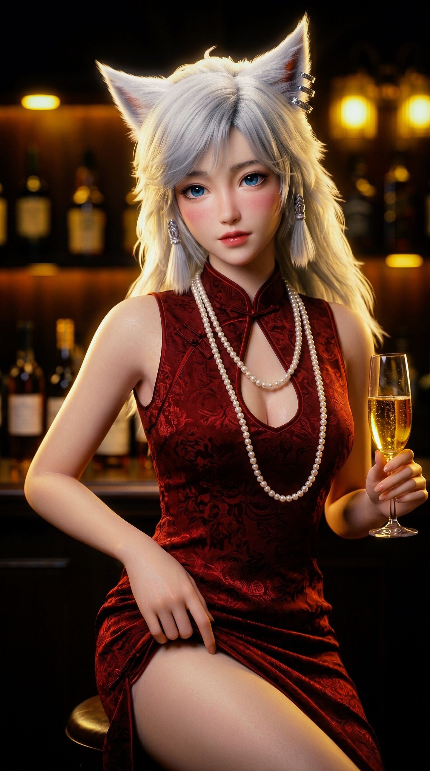 凡人修仙传银月旗袍版 古风色调动漫美女AI写真,第4张