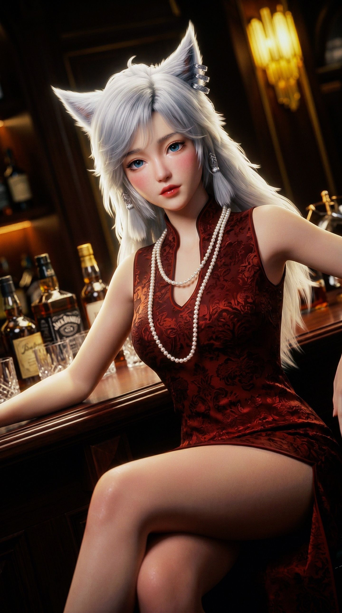 凡人修仙传银月旗袍版 古风色调动漫美女AI写真,第5张