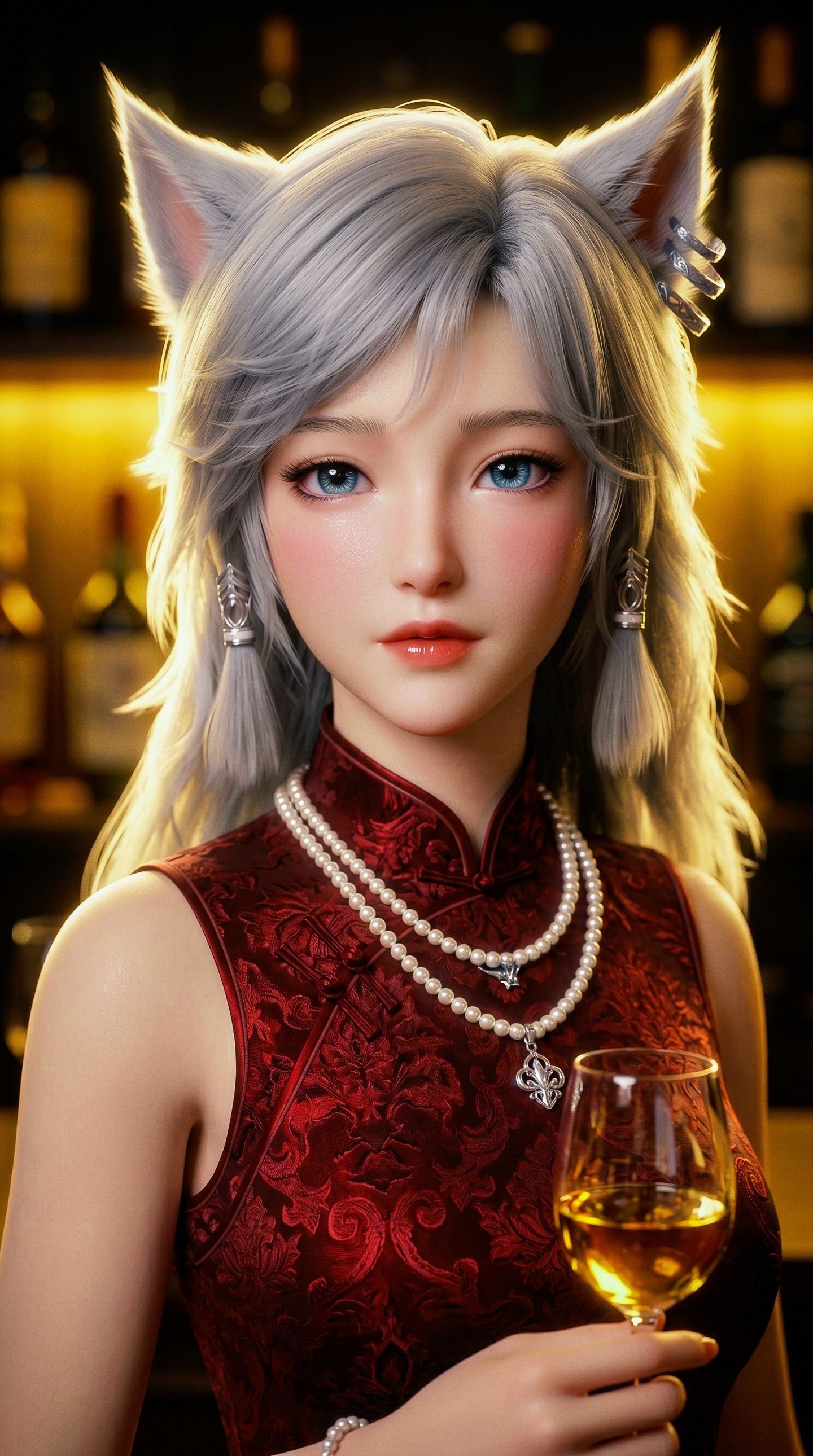 凡人修仙传银月旗袍版 古风色调动漫美女AI写真,第3张