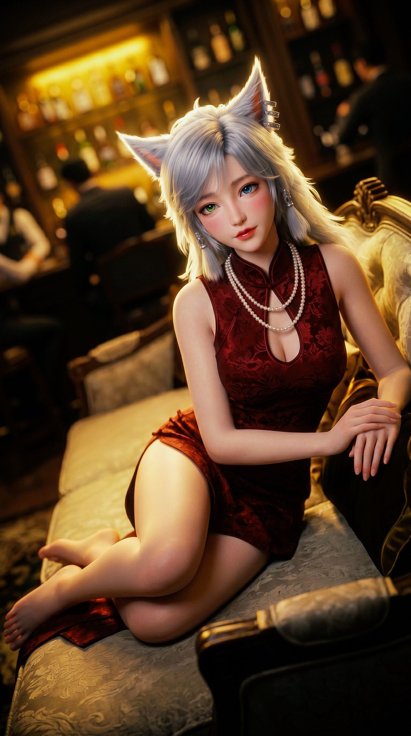 凡人修仙传银月旗袍版 古风色调动漫美女AI写真,第6张