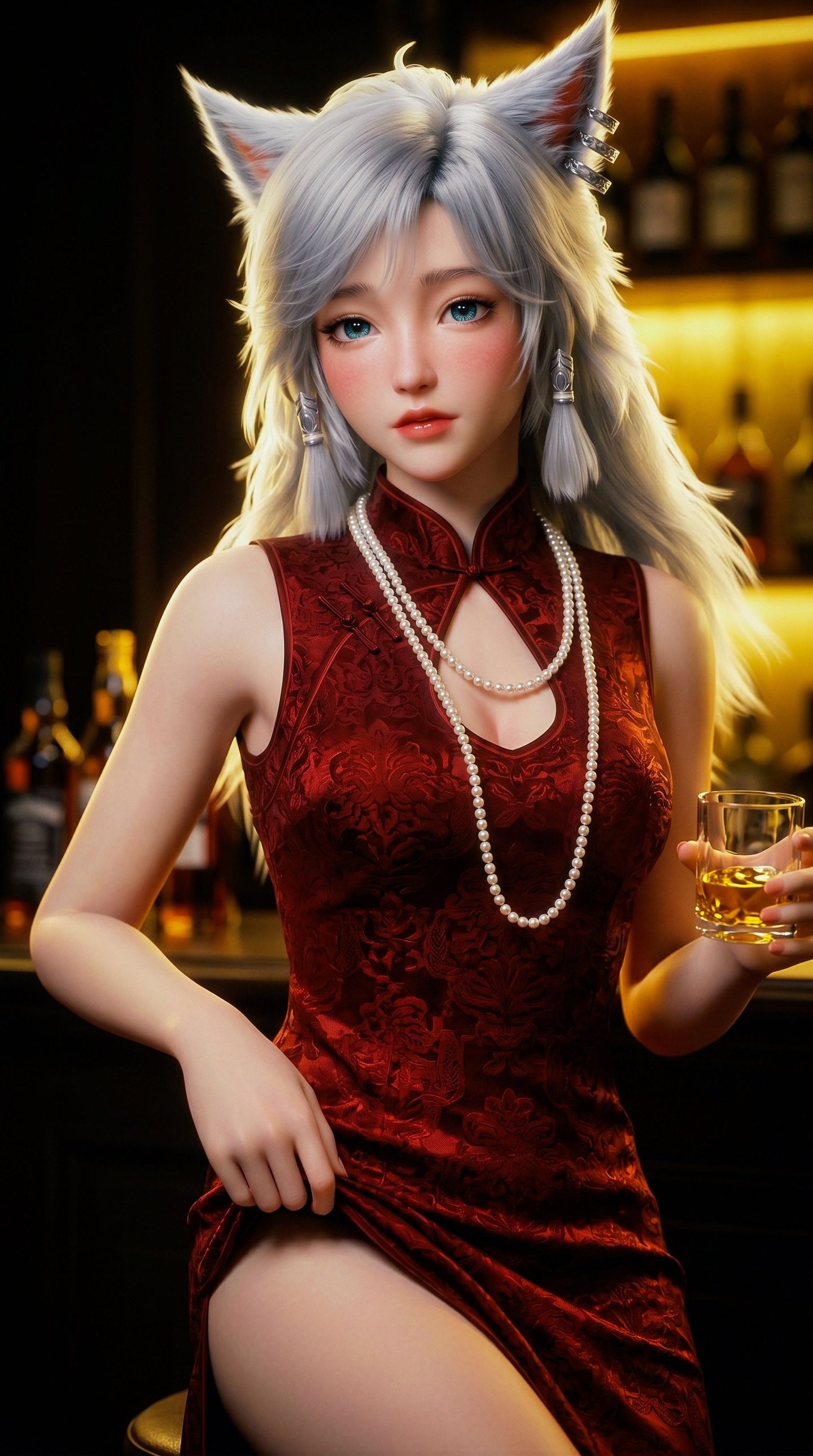 凡人修仙传银月旗袍版 古风色调动漫美女AI写真,第2张