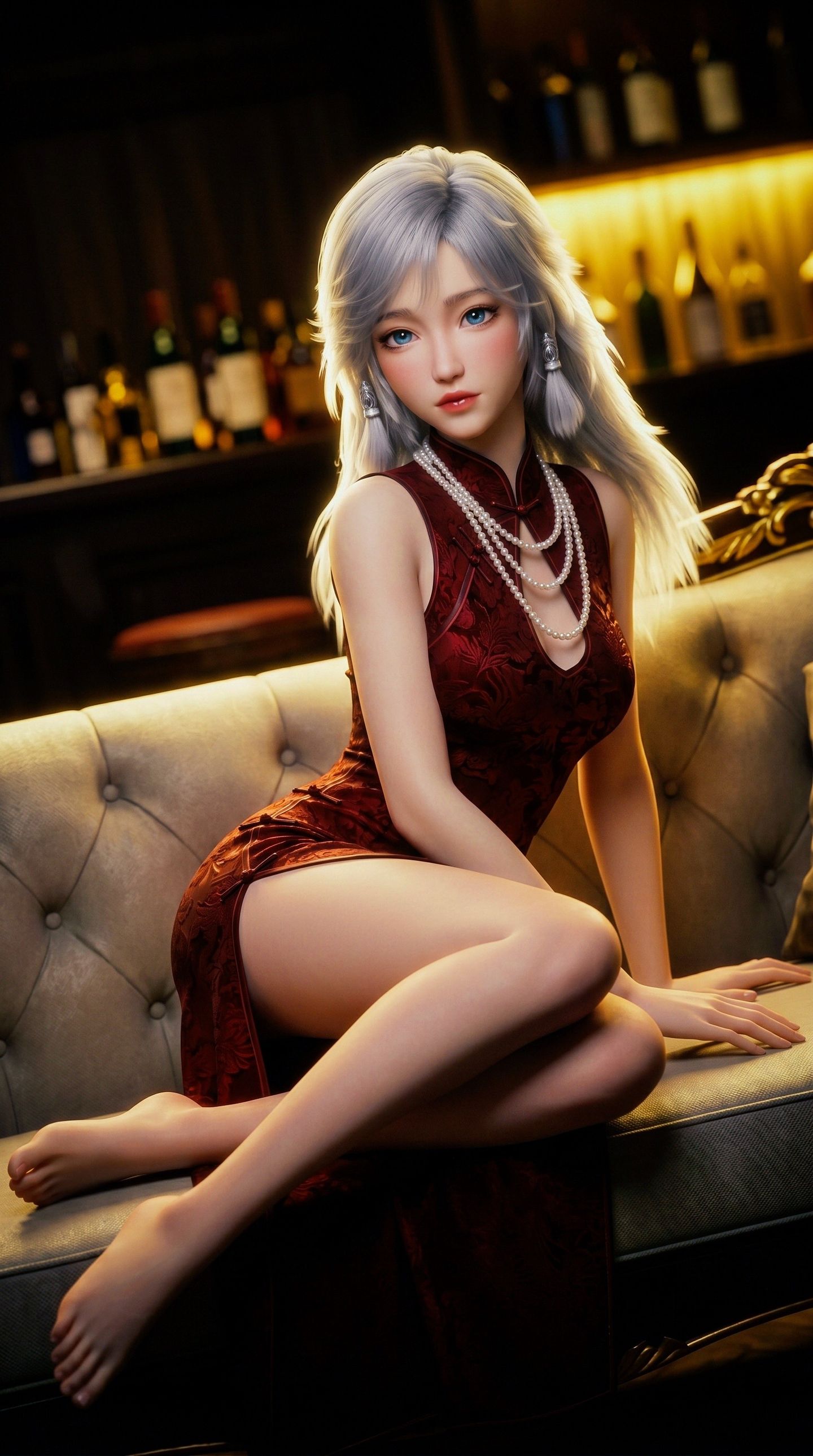 凡人修仙传银月旗袍版 古风色调动漫美女AI写真,第7张