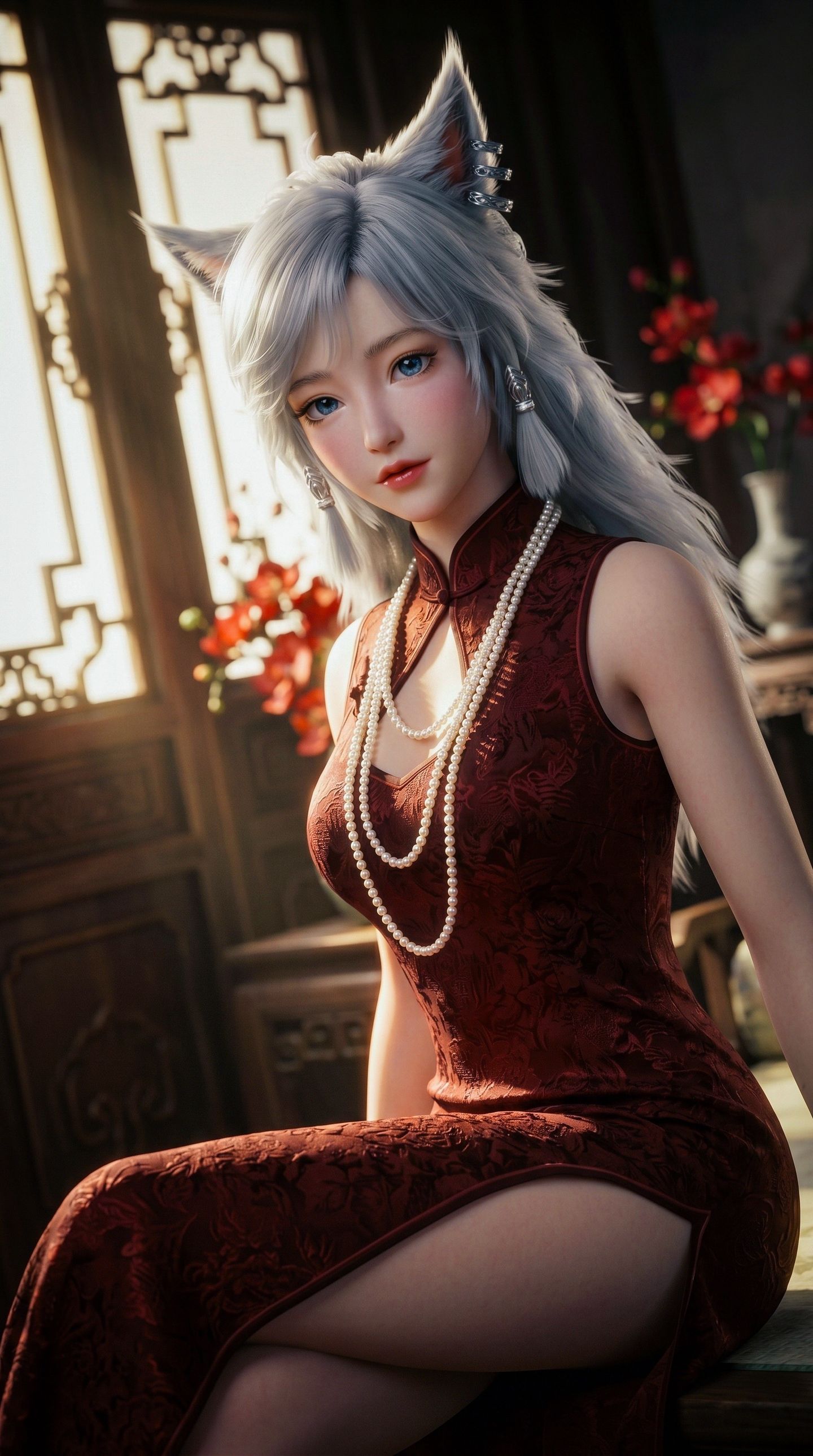 凡人修仙传银月旗袍版 古风色调动漫美女AI写真,第11张