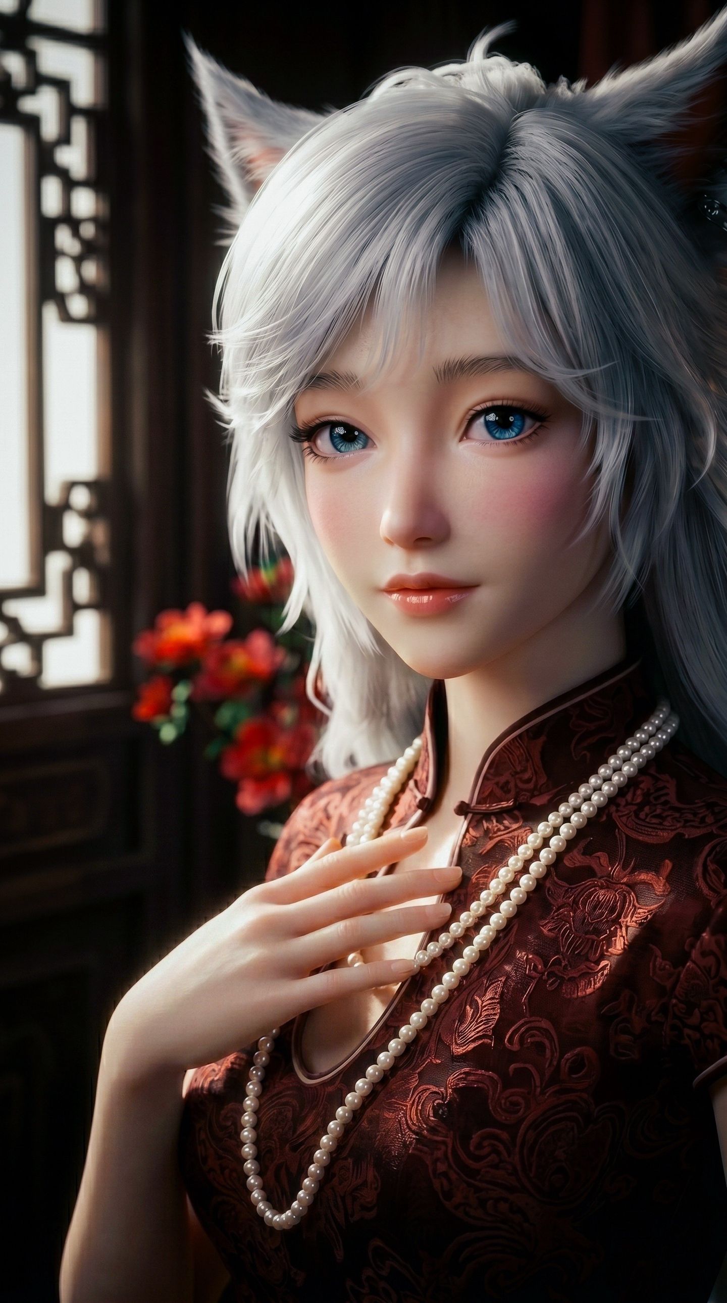 凡人修仙传银月旗袍版 古风色调动漫美女AI写真,第9张