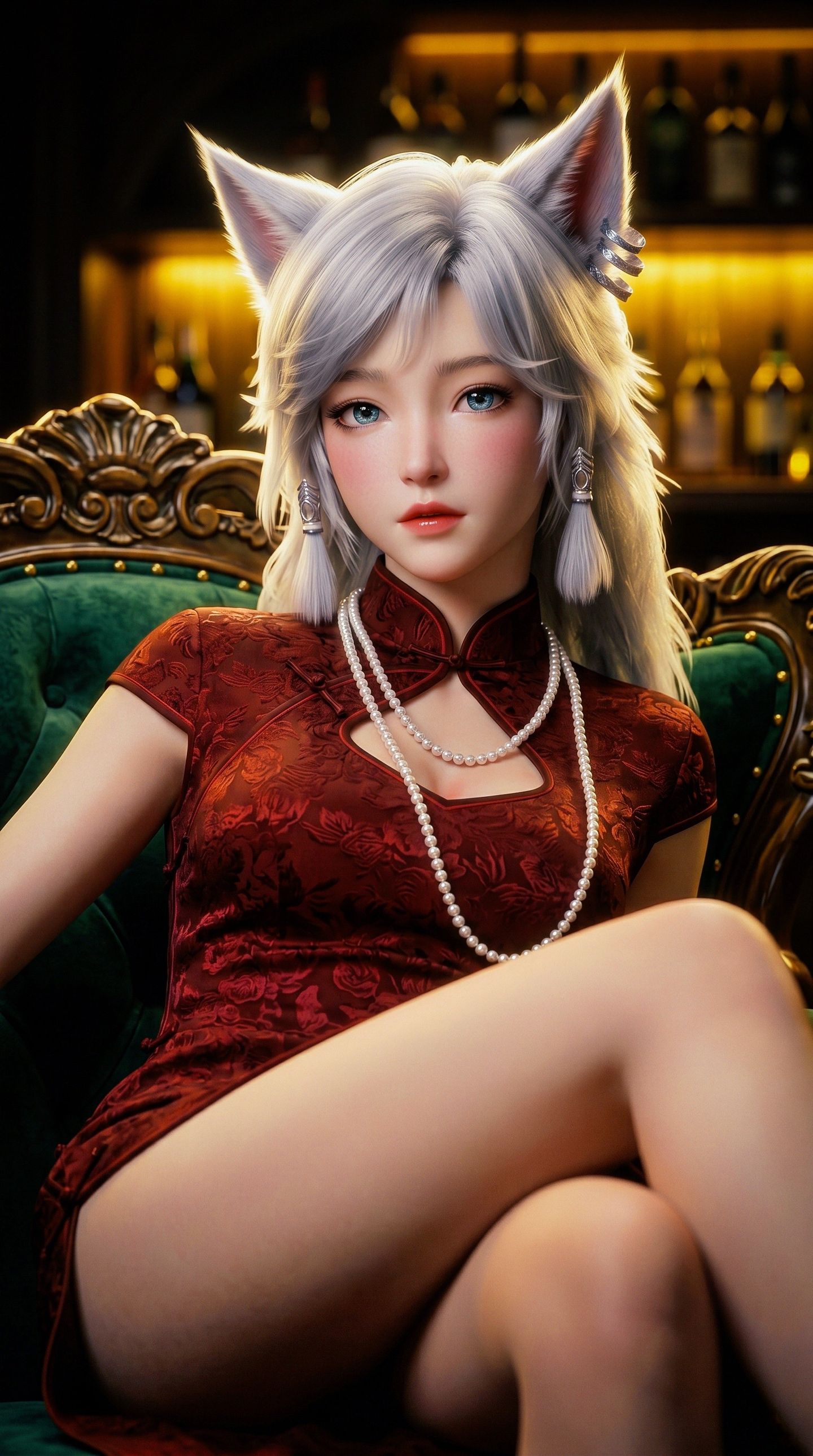 凡人修仙传银月旗袍版 古风色调动漫美女AI写真,第14张
