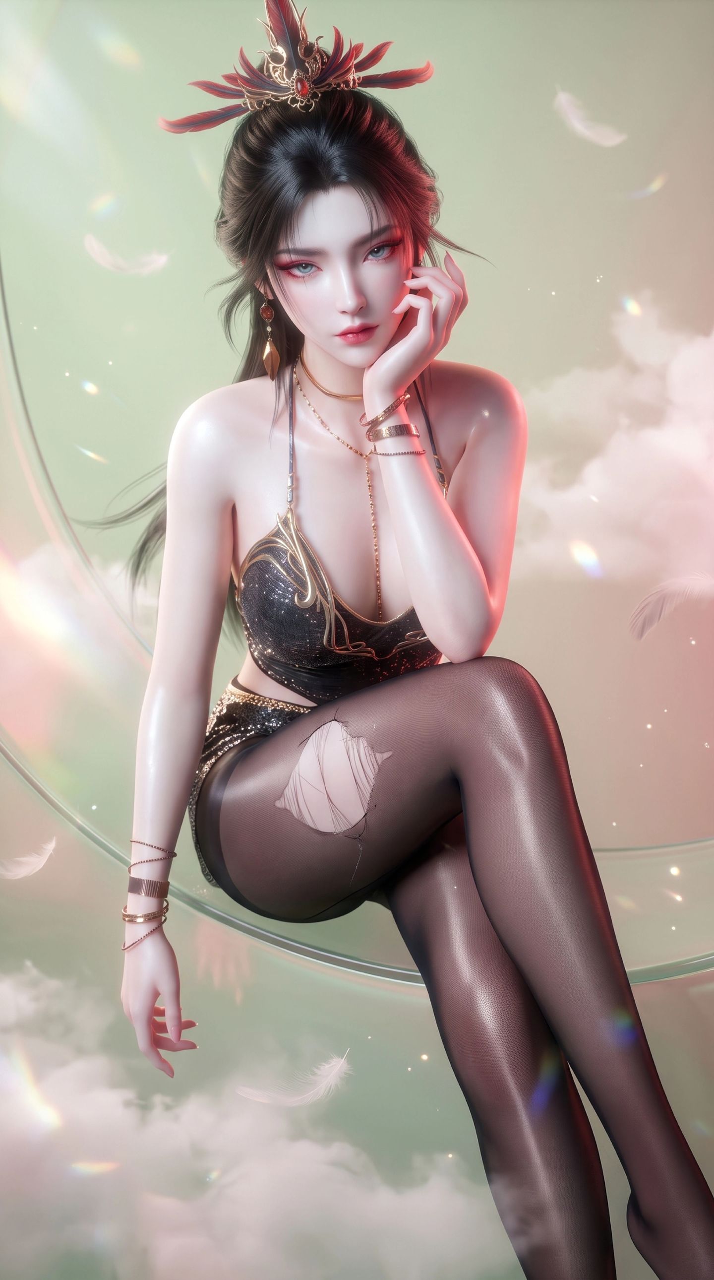 14P图集《一斩苍穹》寒鸦壁纸黑丝版 高清动漫手机壁纸大全,第5张