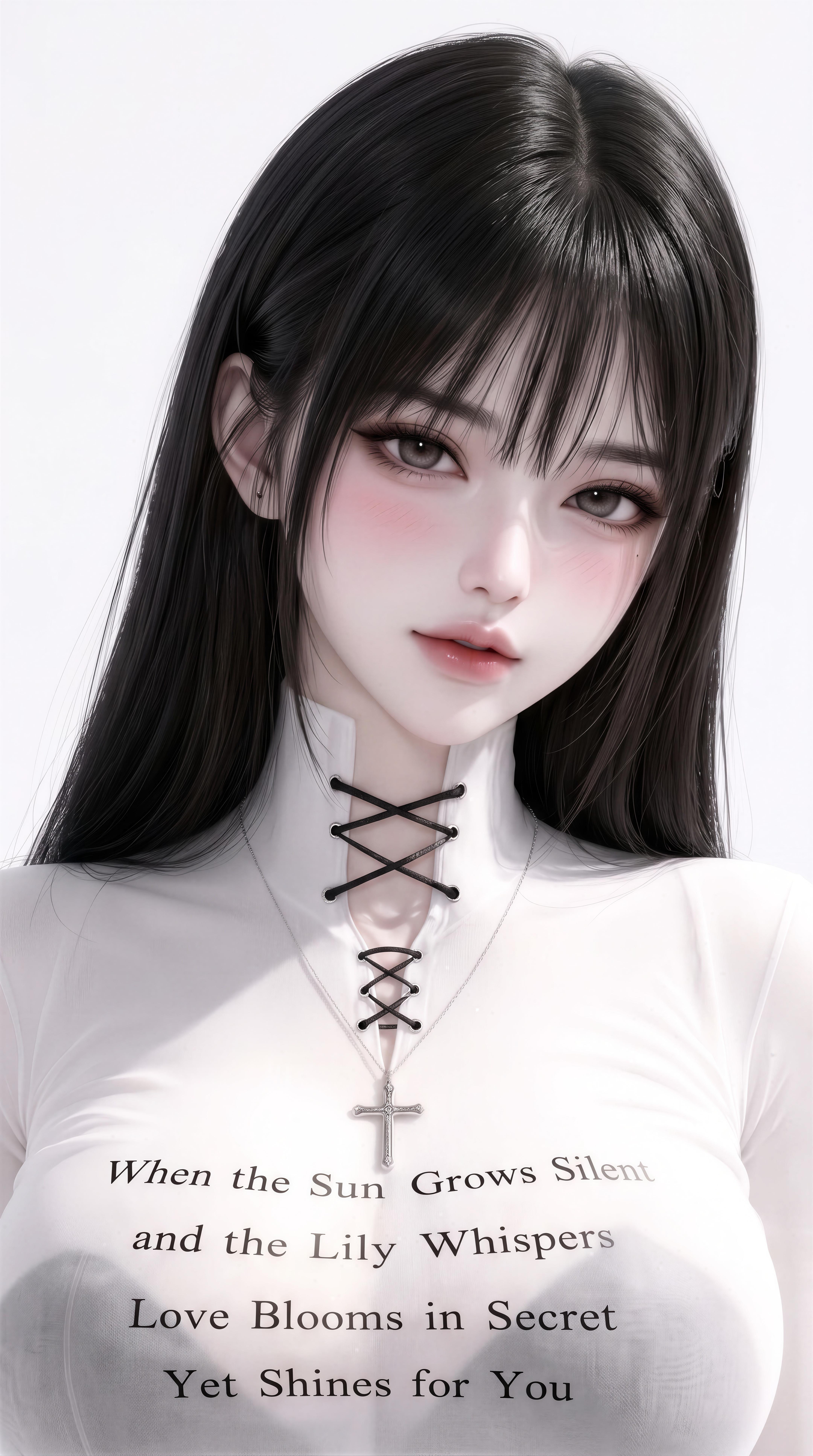 8K超高清竖版美女手机壁纸，3D厚涂半写实清纯校花壁纸分享,第1张