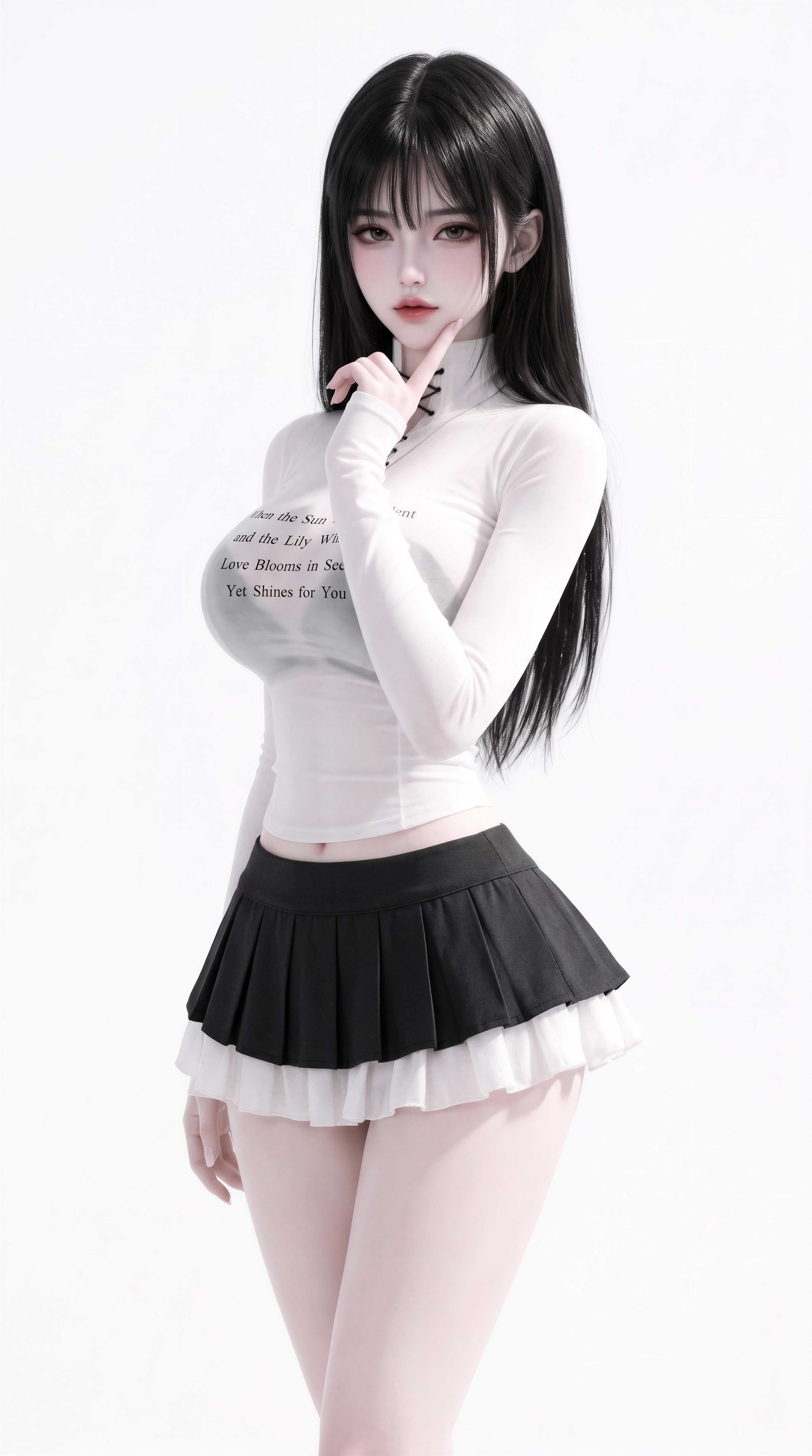 8K超高清竖版美女手机壁纸，3D厚涂半写实清纯校花壁纸分享,第2张