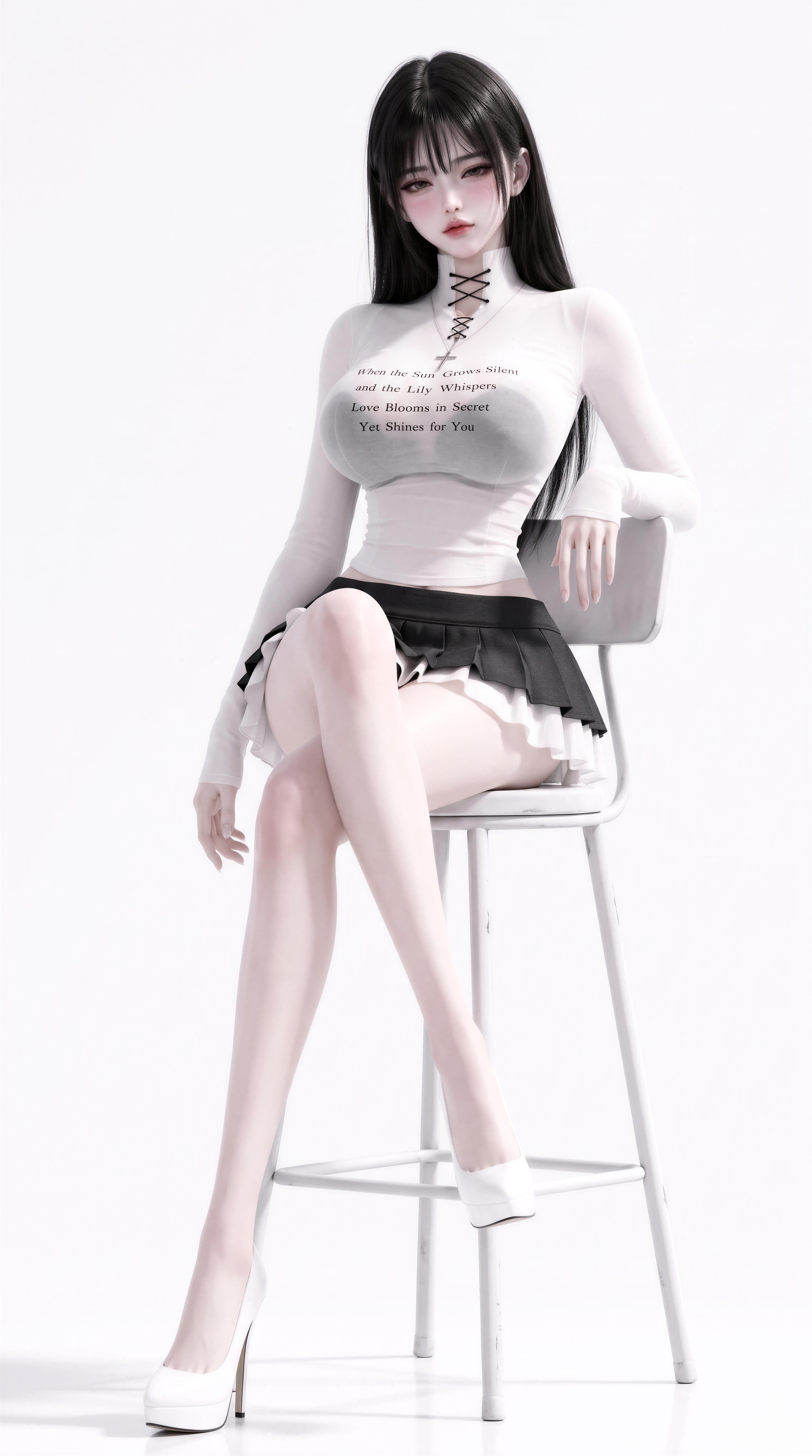 8K超高清竖版美女手机壁纸，3D厚涂半写实清纯校花壁纸分享,第3张
