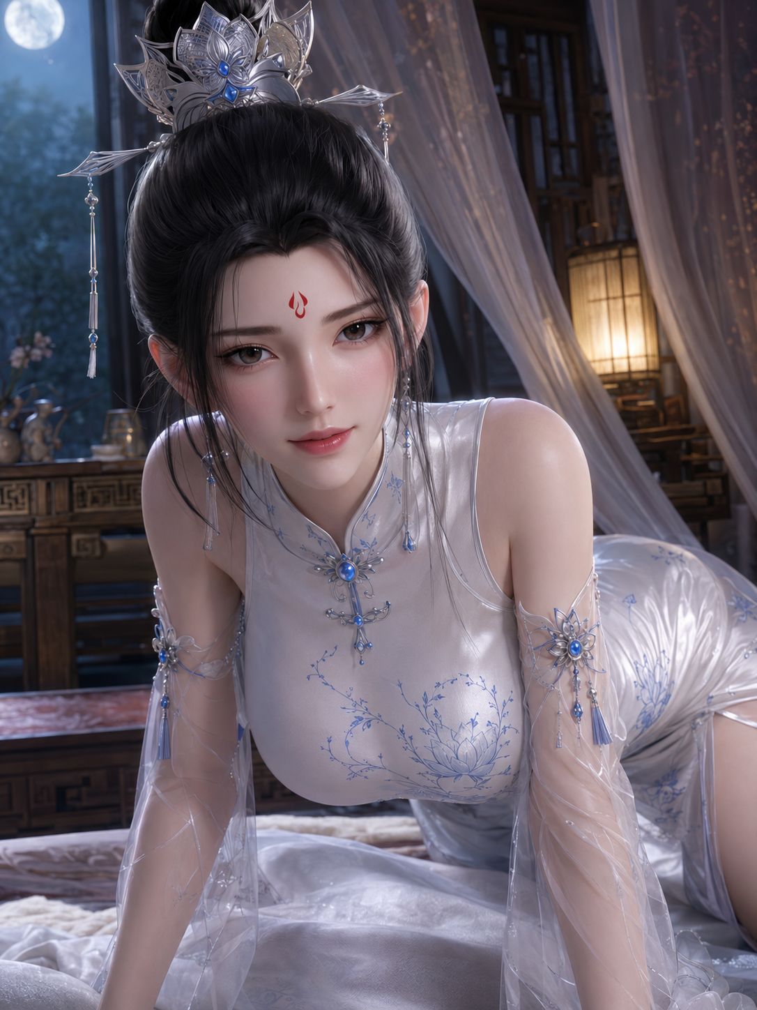 《剑来》动画国漫女神贺小凉旗袍美图，羞涩脸红版,第4张