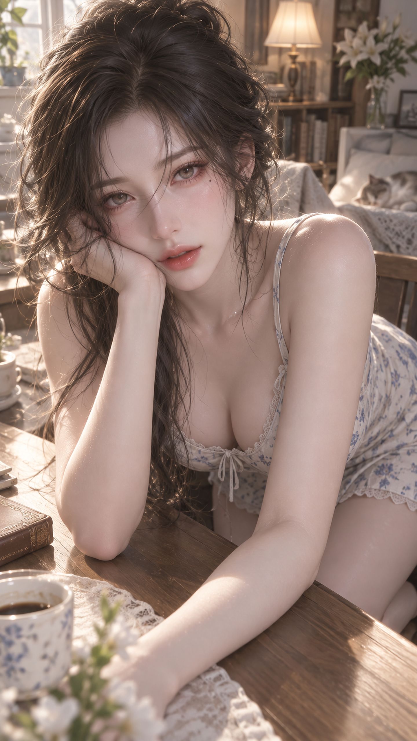 温柔纯欲居家成熟美女图片，高清桌面背景美图壁纸,第2张