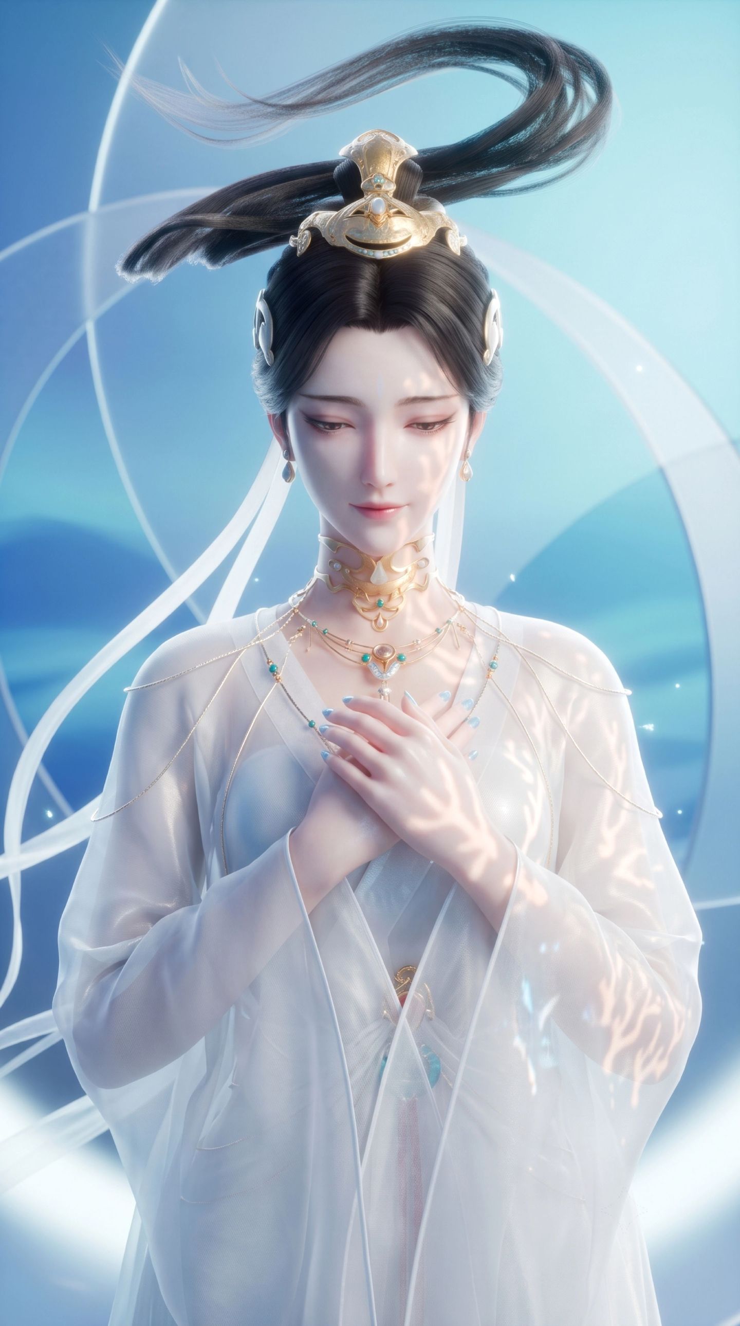 国漫搜神记女角色姑射仙子壁纸，古风美女居家高级感高清图片,第2张