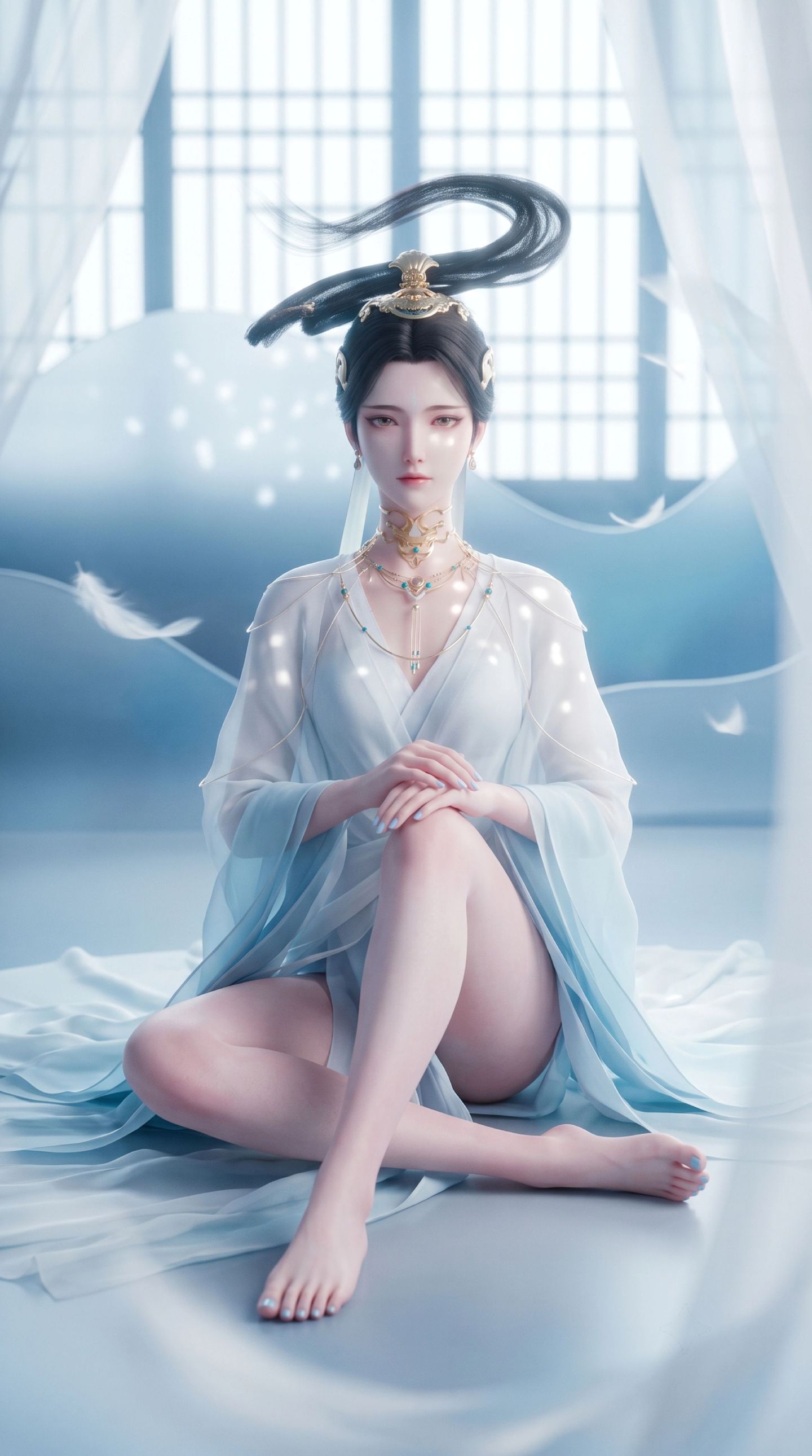 国漫搜神记女角色姑射仙子壁纸，古风美女居家高级感高清图片,第4张