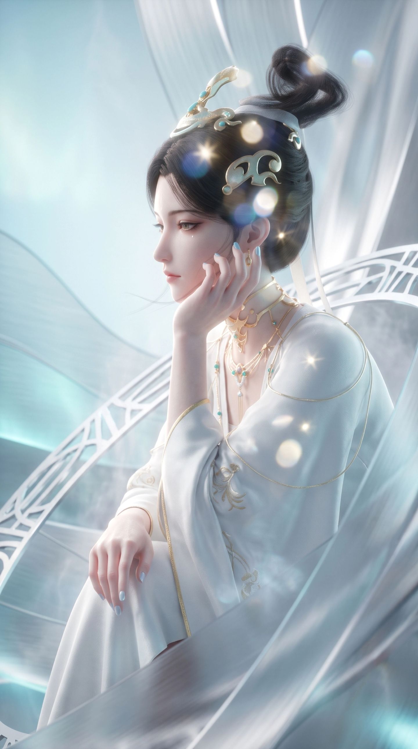 国漫搜神记女角色姑射仙子壁纸，古风美女居家高级感高清图片,第6张