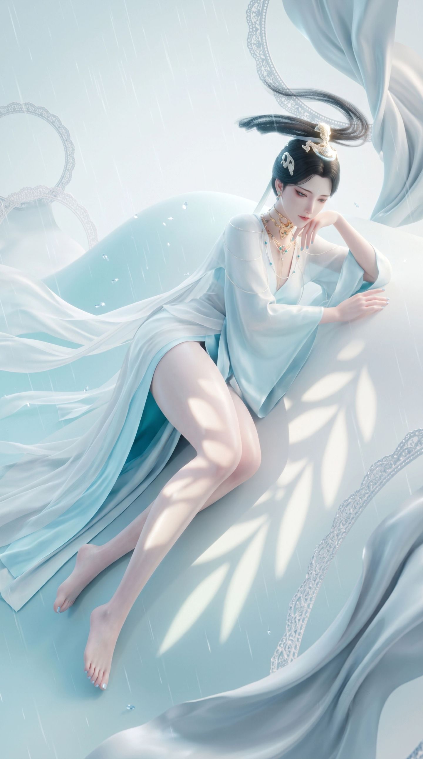 国漫搜神记女角色姑射仙子壁纸，古风美女居家高级感高清图片,第7张