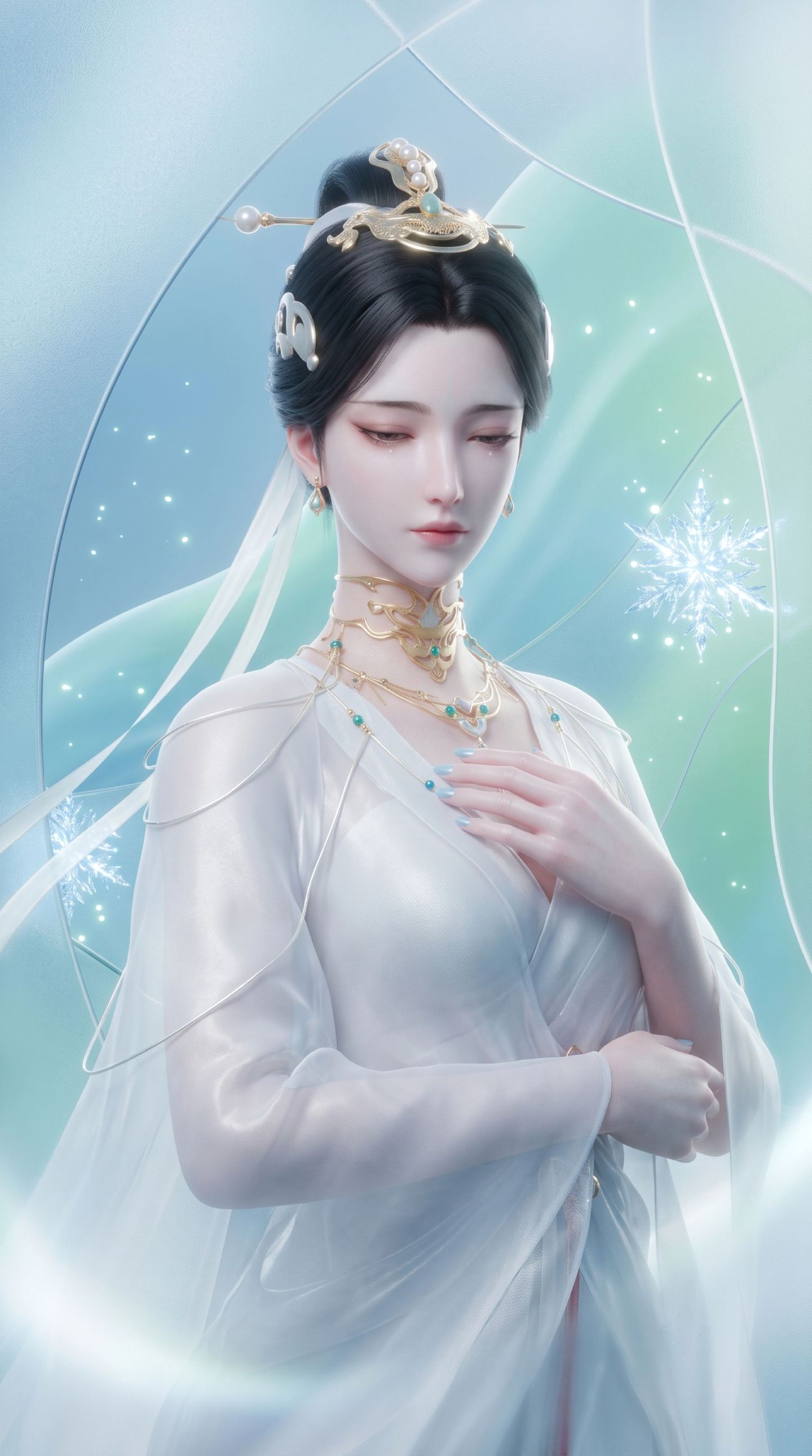 国漫搜神记女角色姑射仙子壁纸，古风美女居家高级感高清图片,第5张