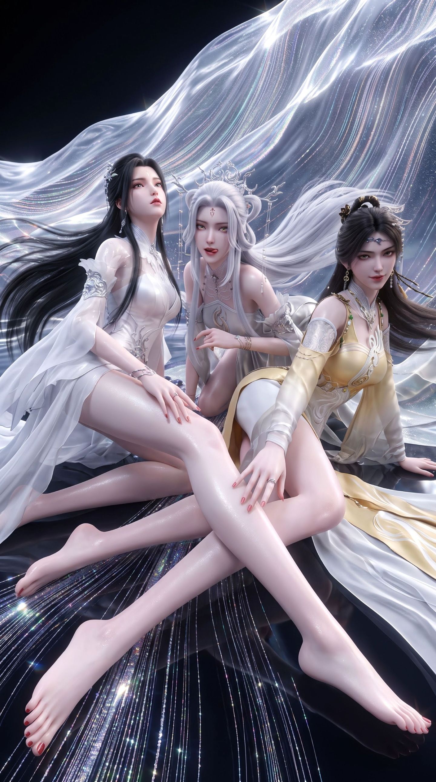 诛仙世界国漫女角色三姐妹花陆雪琪、小白、金瓶儿AI国漫图片大长腿,第2张