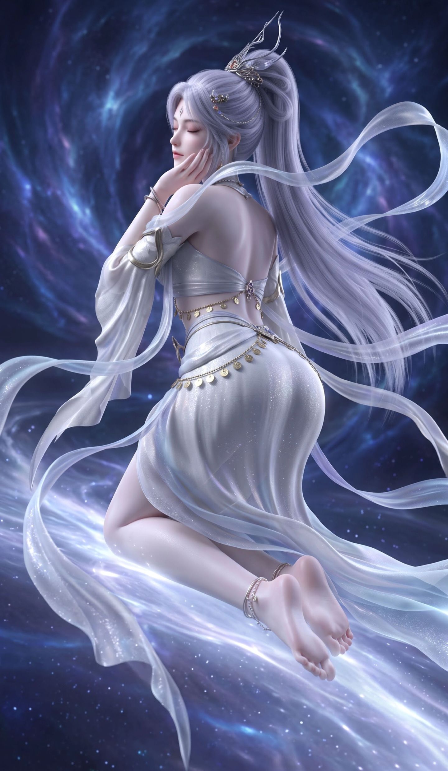 完美世界动画白孔雀仙子AI美图壁纸，内容由AI创作,第4张