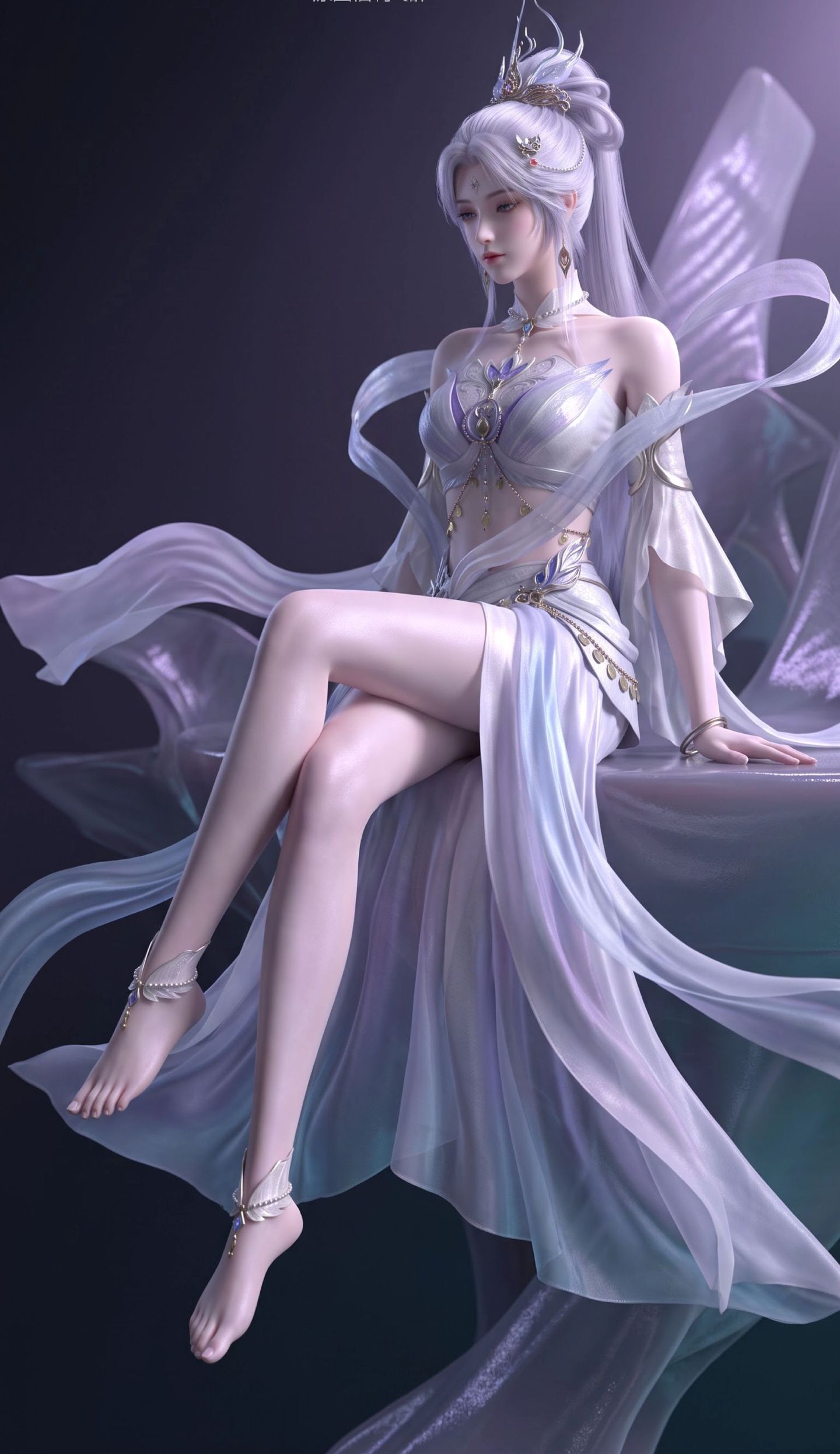 完美世界动画白孔雀仙子AI美图壁纸，内容由AI创作,第6张