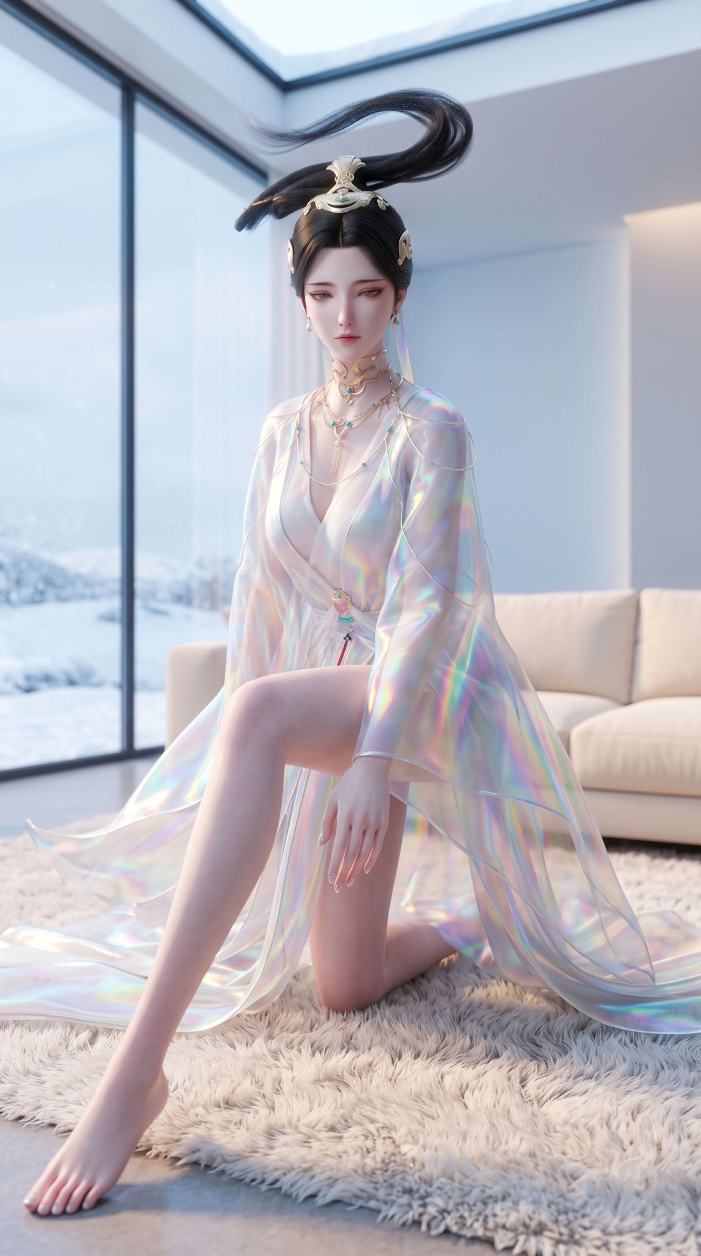 国漫女角色《搜神记》姑射仙子壁纸，美女居家高级感高清图片,第3张