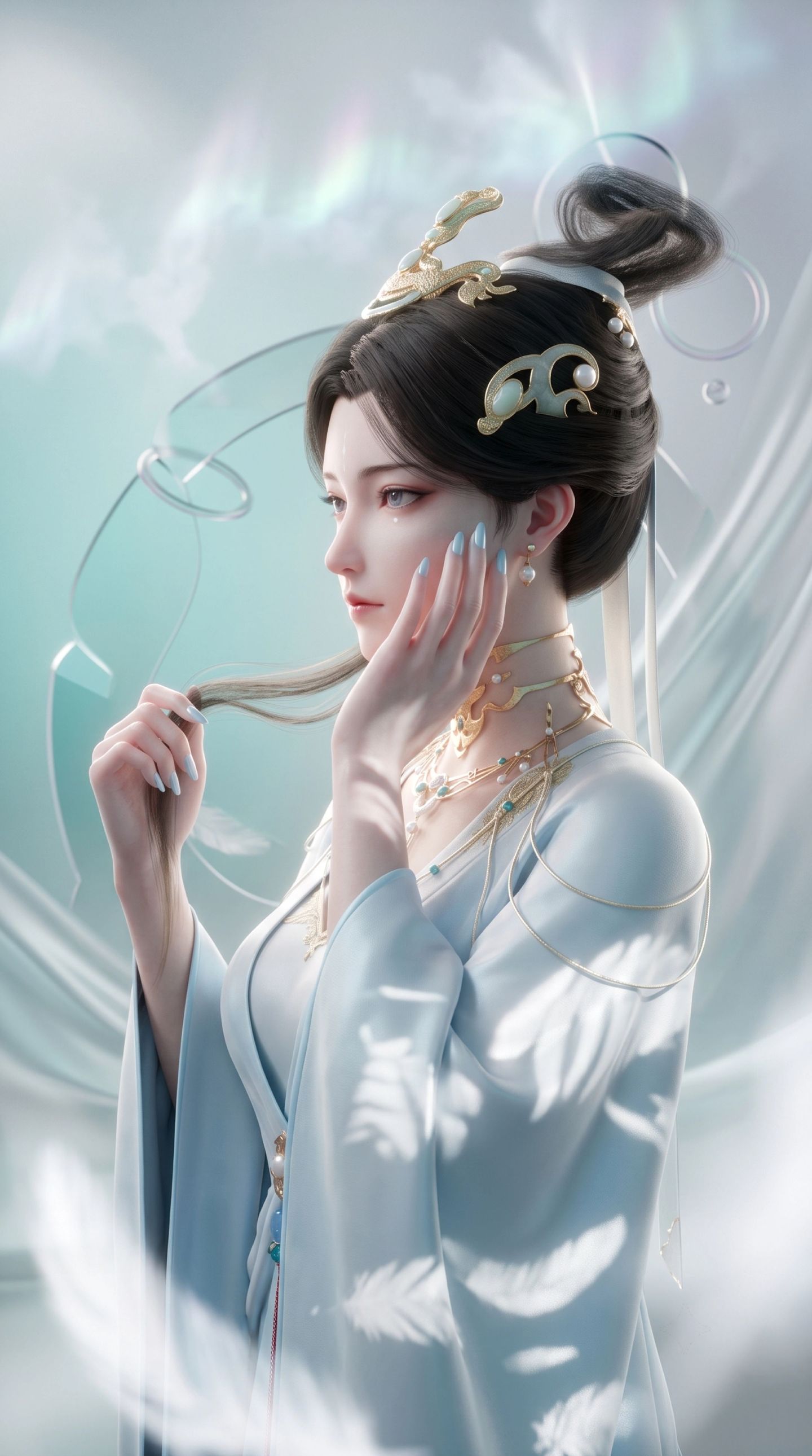 国漫女角色《搜神记》姑射仙子壁纸，美女居家高级感高清图片,第7张