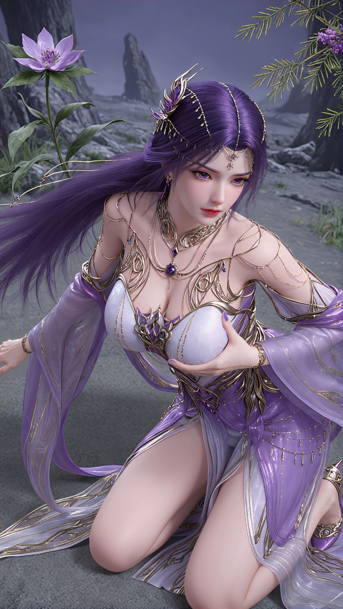 完美世界云曦AI美图合集，国漫动漫美女性感白丝图片在线欣赏下载,第2张