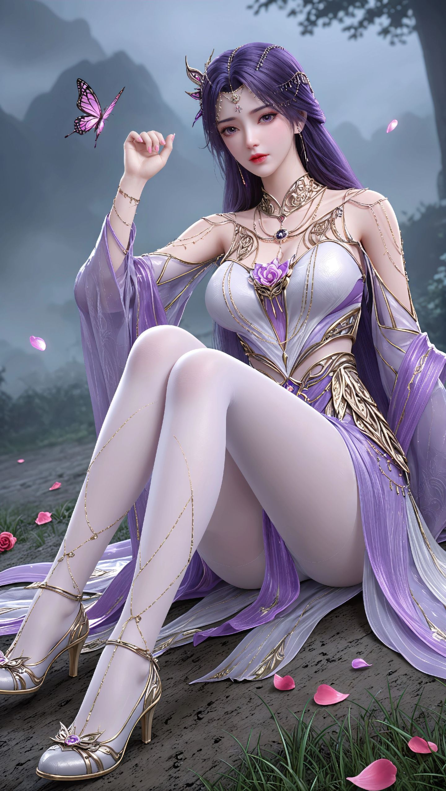 完美世界云曦AI美图合集，国漫动漫美女性感白丝图片在线欣赏下载,第11张