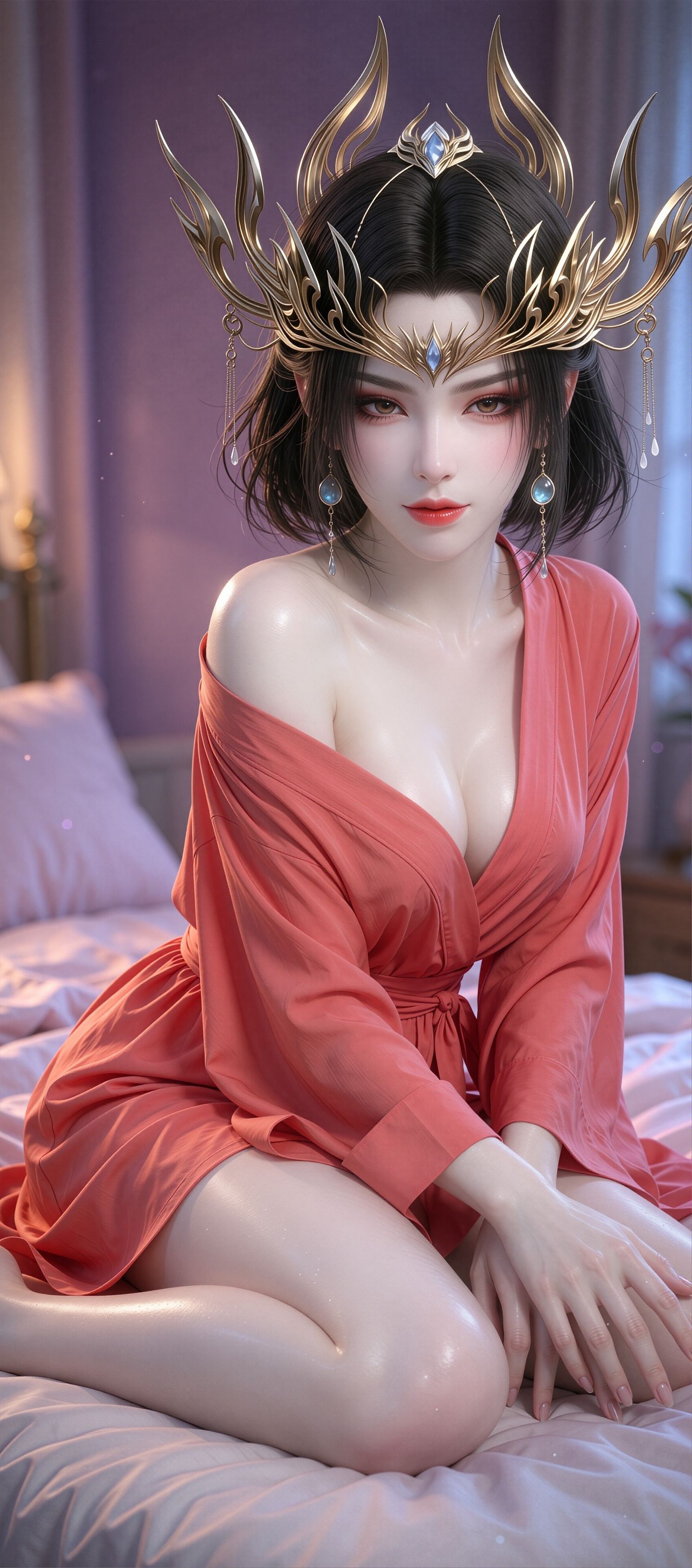 美杜莎彩鳞AI图片，斗破苍穹动漫的纯欲天花板，睡衣都这么带感,第4张