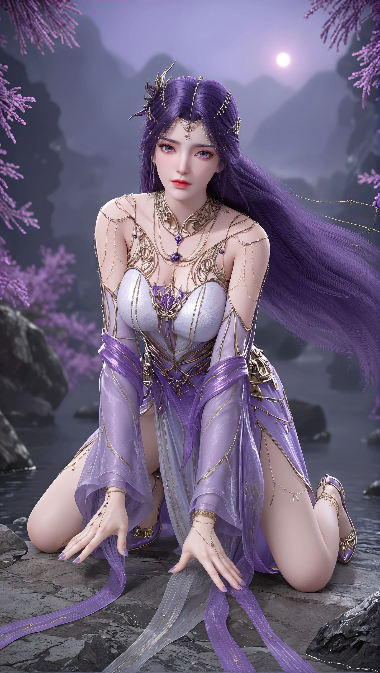 完美世界云曦AI美图合集，动漫美女性感白丝图片在线欣赏下载,第5张