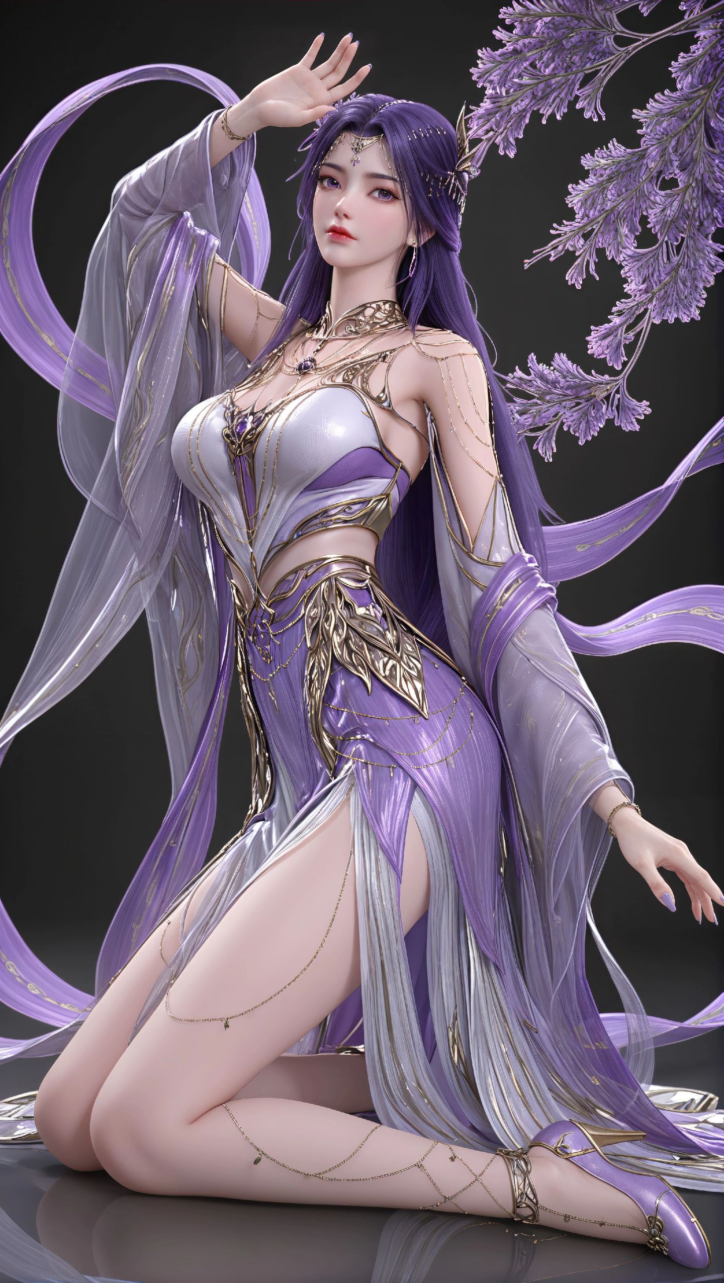 完美世界云曦AI美图合集，动漫美女性感白丝图片在线欣赏下载,第4张