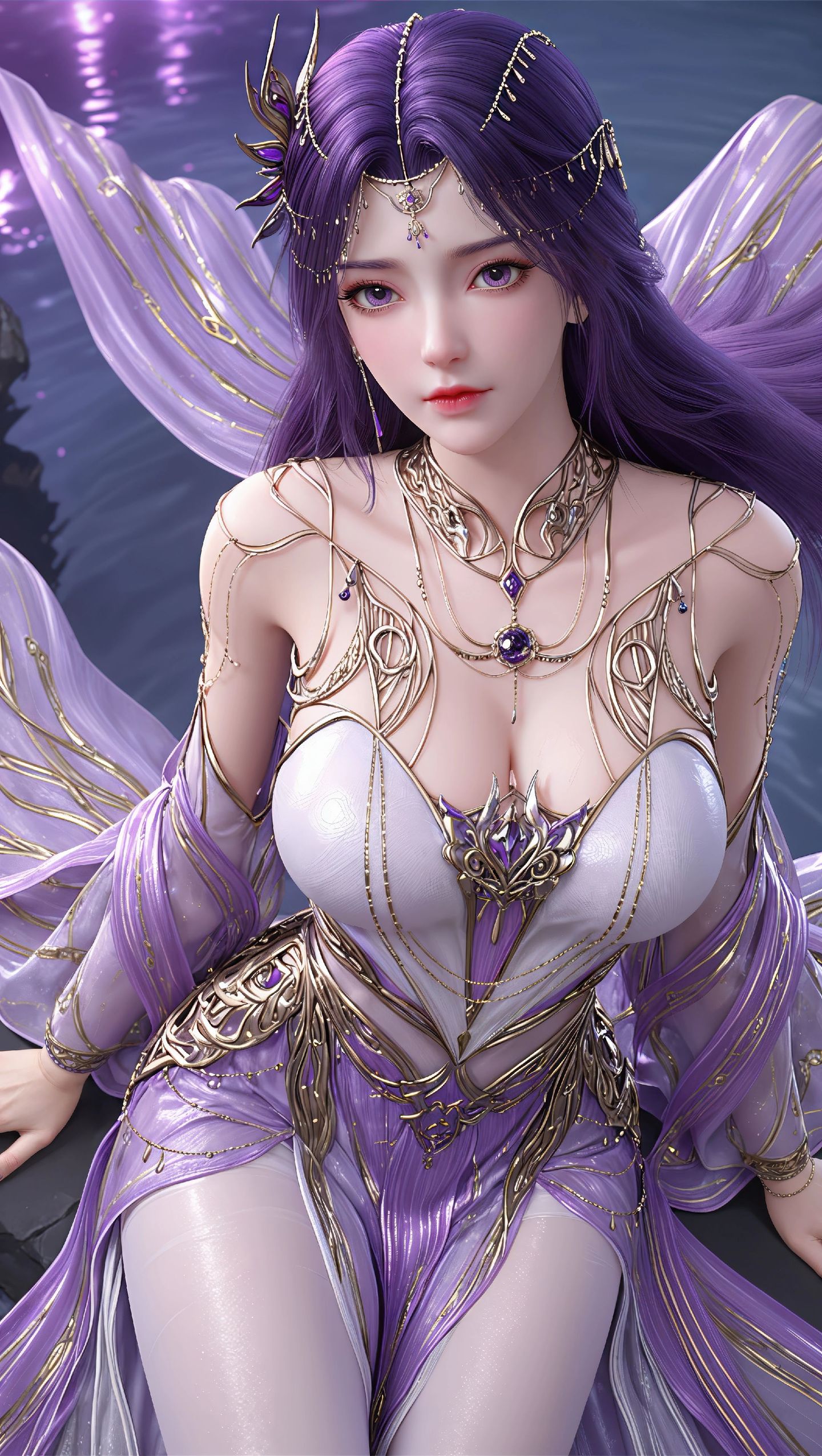 完美世界云曦AI美图合集，动漫美女性感白丝图片在线欣赏下载,第2张