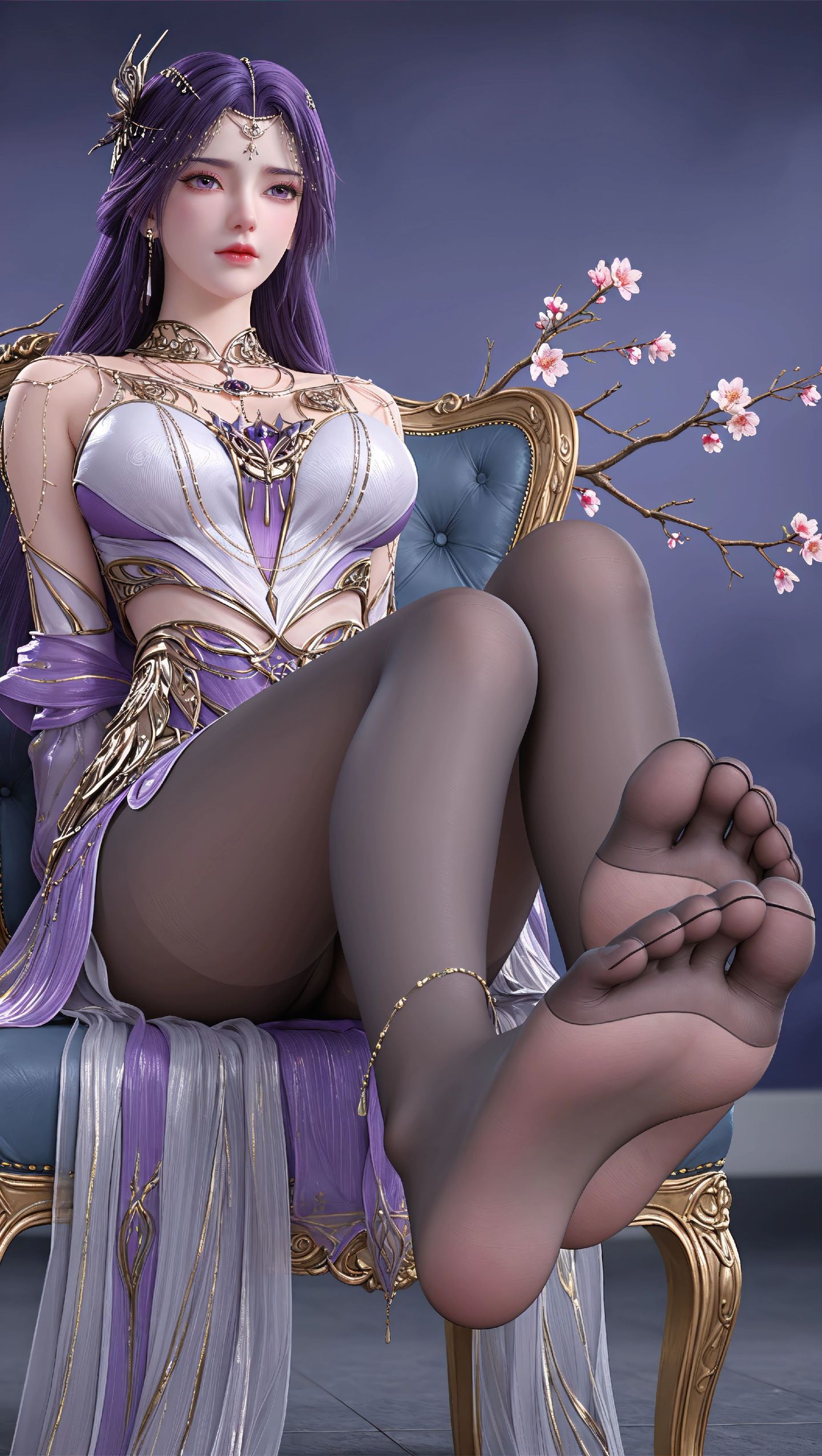 完美世界云曦AI美图合集，动漫美女性感白丝图片在线欣赏下载,第6张