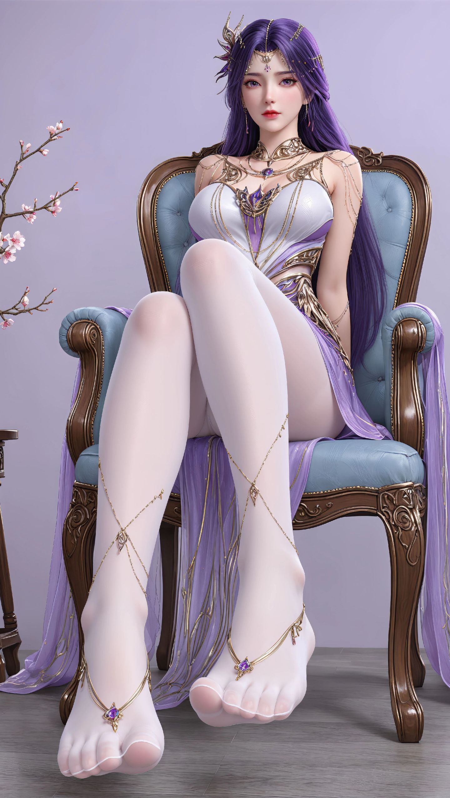 完美世界云曦AI美图合集，动漫美女性感白丝图片在线欣赏下载,第7张